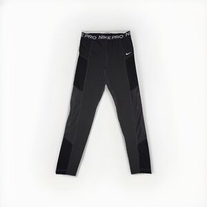 Nike Pro Dri-Fit Mesh Inset Cropped Leggings Black Gray Women's Size Medium